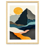 Minimalist Layered Mountain Landscape with Golden Sun thumbnail