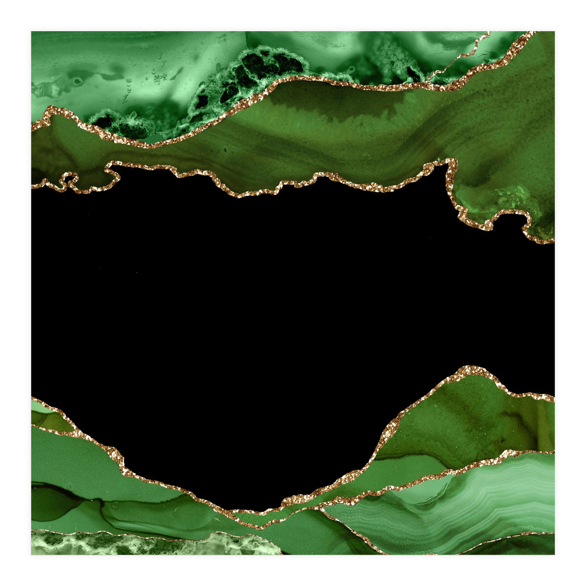 Green & Gold Agate Texture 18  (Print Only)