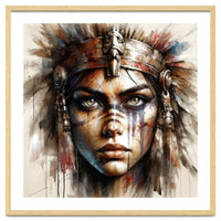 Regal Warrior Woman Watercolor Portrait