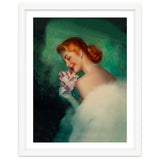 Portrait Of A Pinup Bride In White Dress And A Flower Boukuet thumbnail