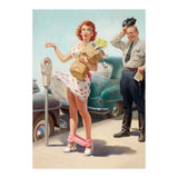 Sexy Pinup Shopping Girl And A Sudden Wind (Print Only) thumbnail