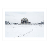 Footprints and house in winter snowscape (Print Only) thumbnail