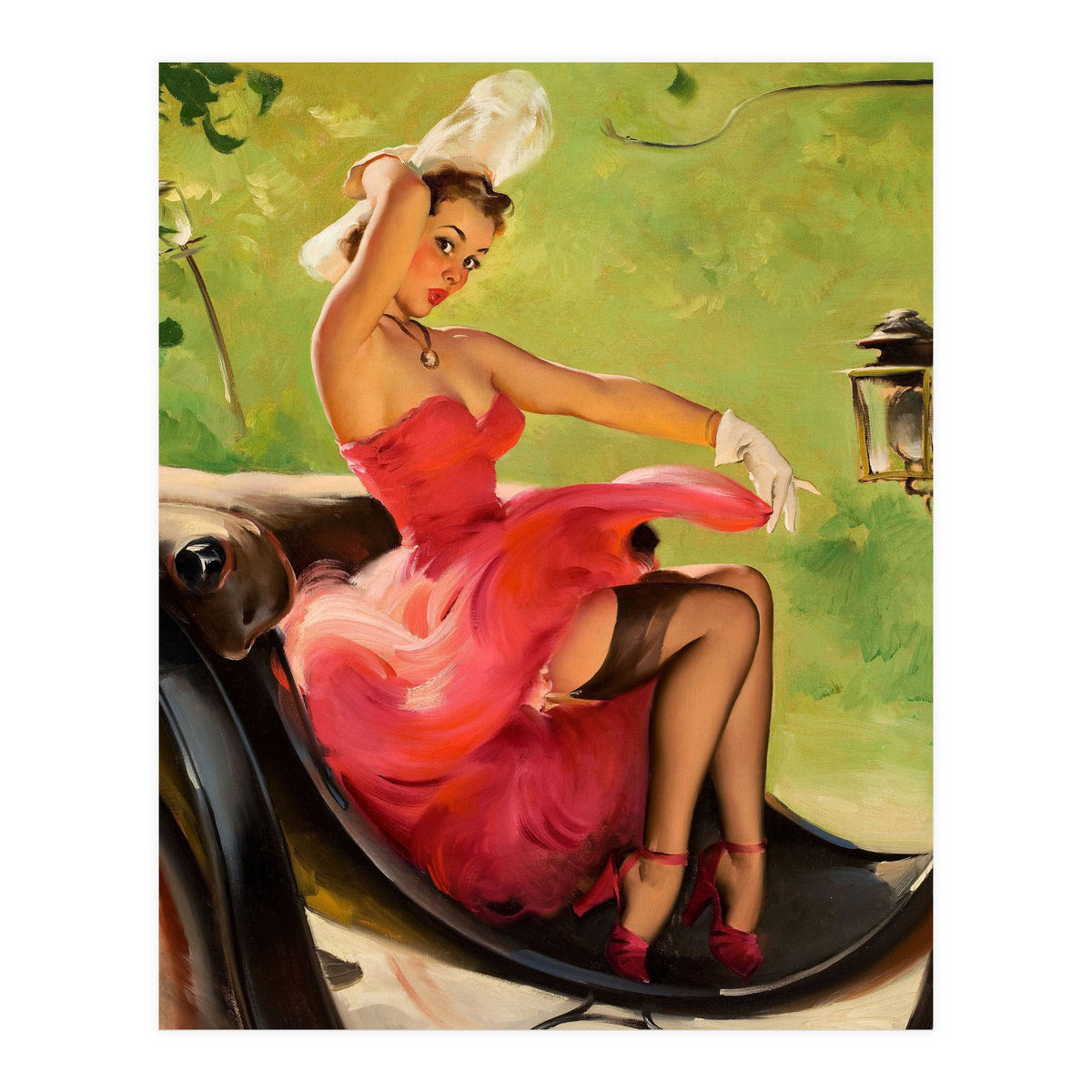 Pinup Girl On A Chariot Fast Ride (Print Only)