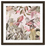 Colorful Parrots In Flower And Fruit Tropical Jungle thumbnail