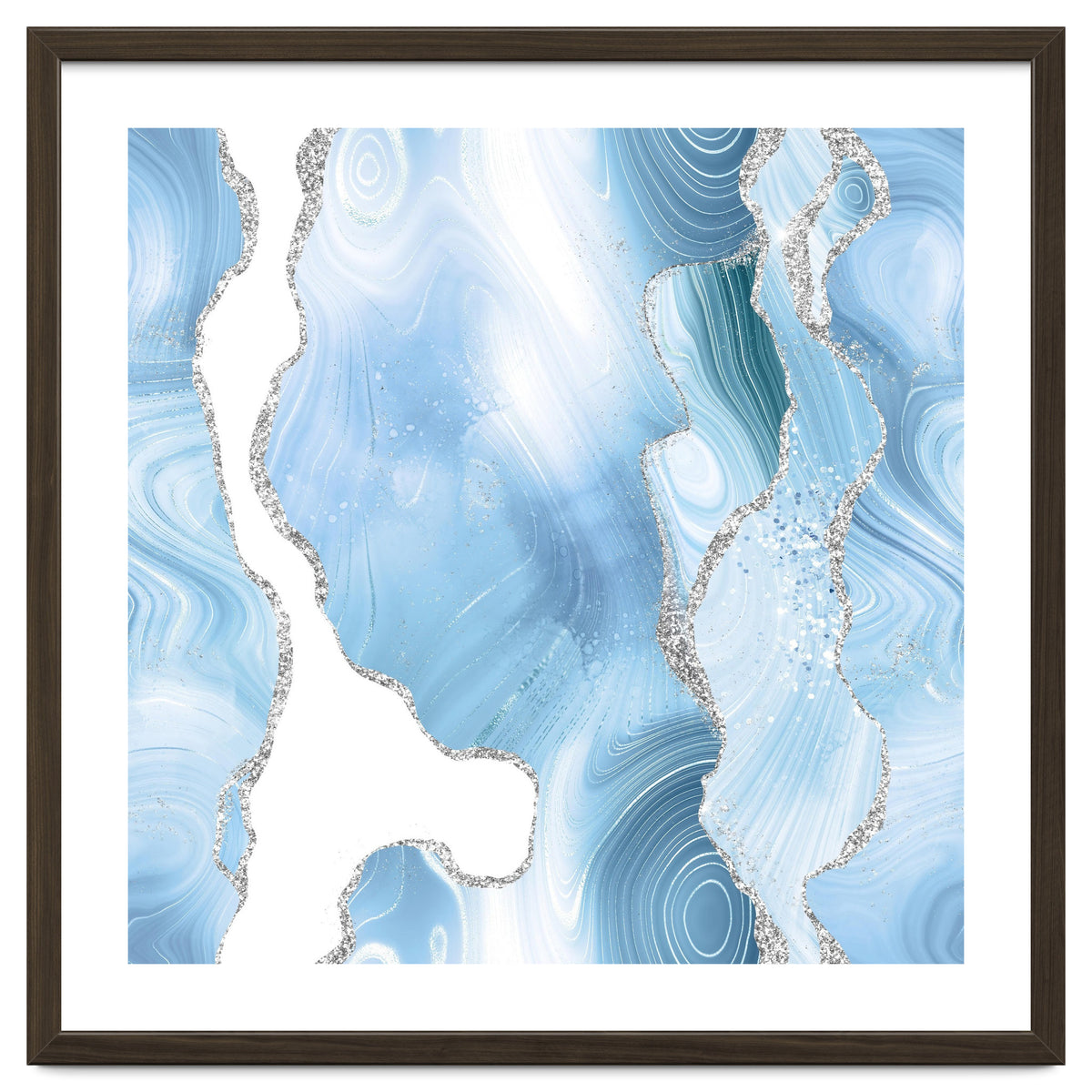 Blue & Silver Agate Glitter Texture 05