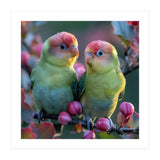 Two Lovebirds On A Branch Surrounded By Berries (Print Only) thumbnail