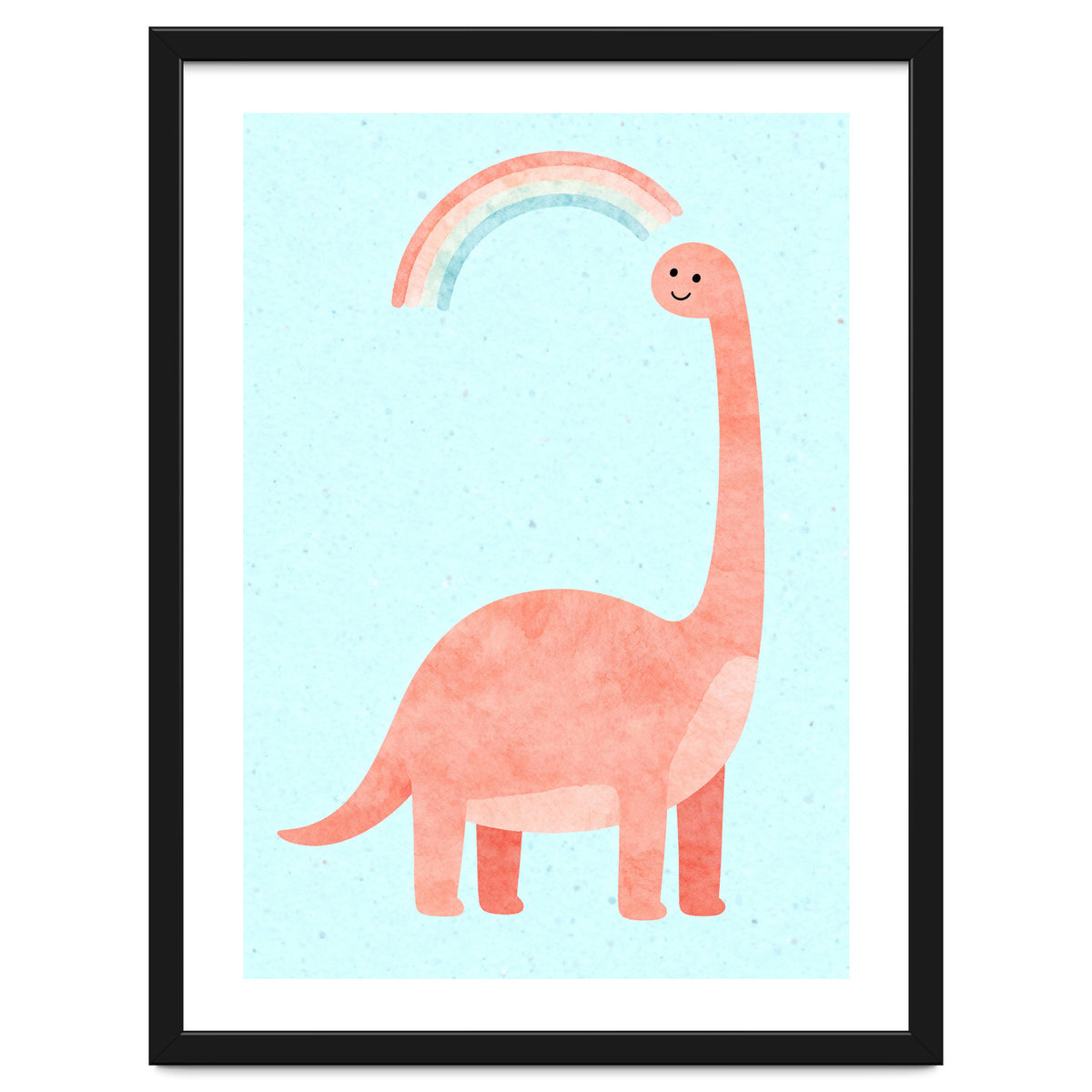 Rainbow Dinosaur Nursery Art, Cute diplodocus Watercolor, Pink Dino Illustration