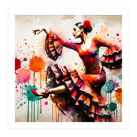 Fiery Flamenco Dancer In Motion (Print Only)