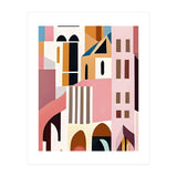 Moroccan City, Pastel Architecture Cityscape Buildings, Travel Eclectic Modern Bohemian Houses (Print Only) thumbnail