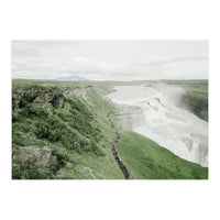 Tourists walking along the waterfall - Iceland (Print Only)