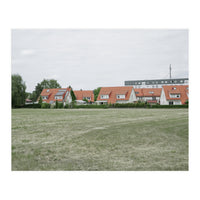 Red roof houses in the green field (Print Only)