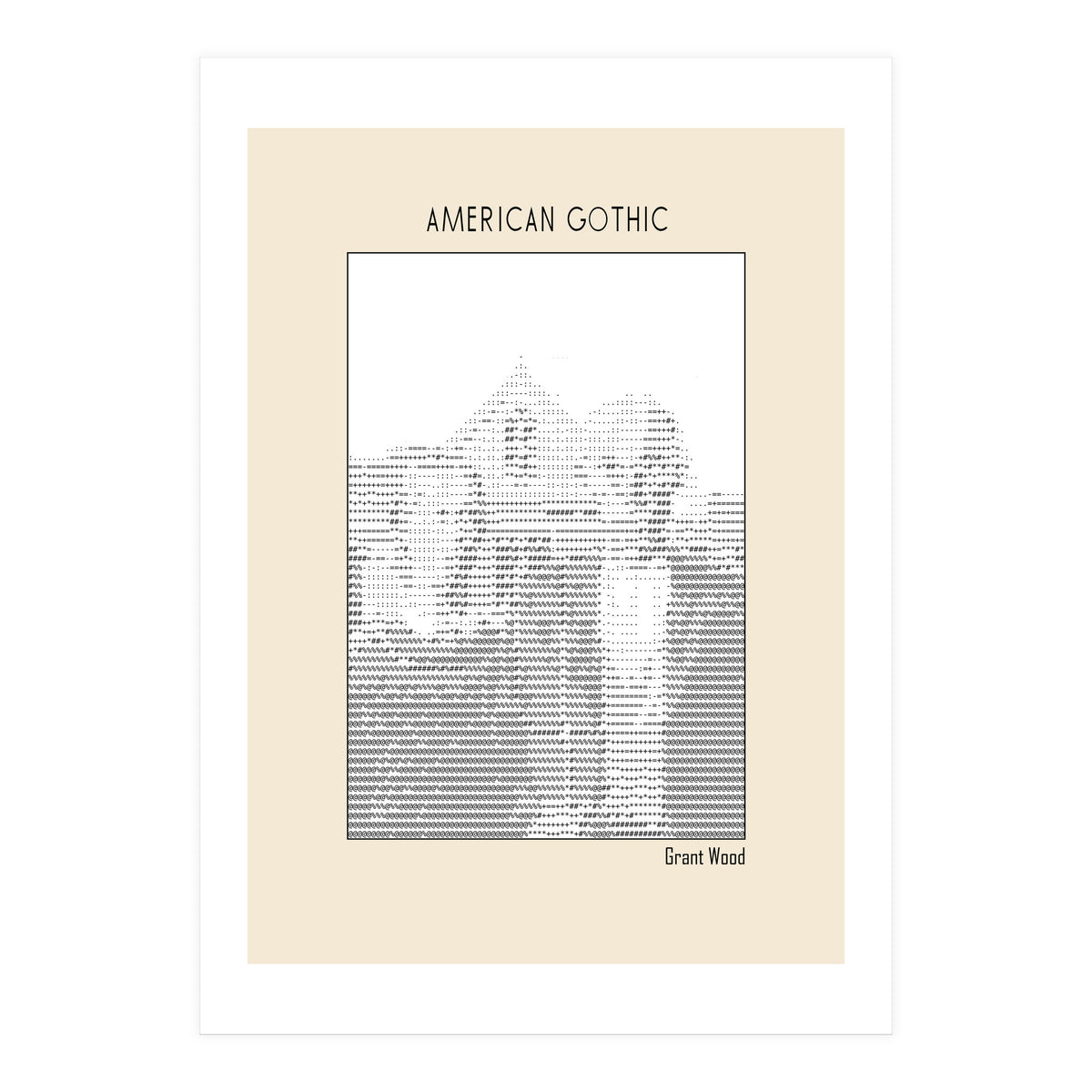 American Gothic – Grant Wood (ascii Art) (Print Only)