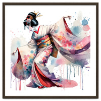 Geisha Dancer With Flowing Kimono