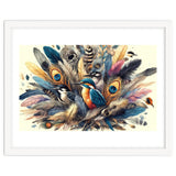 Kingfisher And Songbirds In Peacock Feathers thumbnail