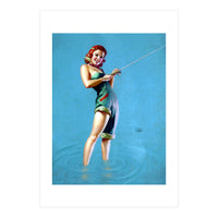 Pinup Fishing Girl (Print Only)