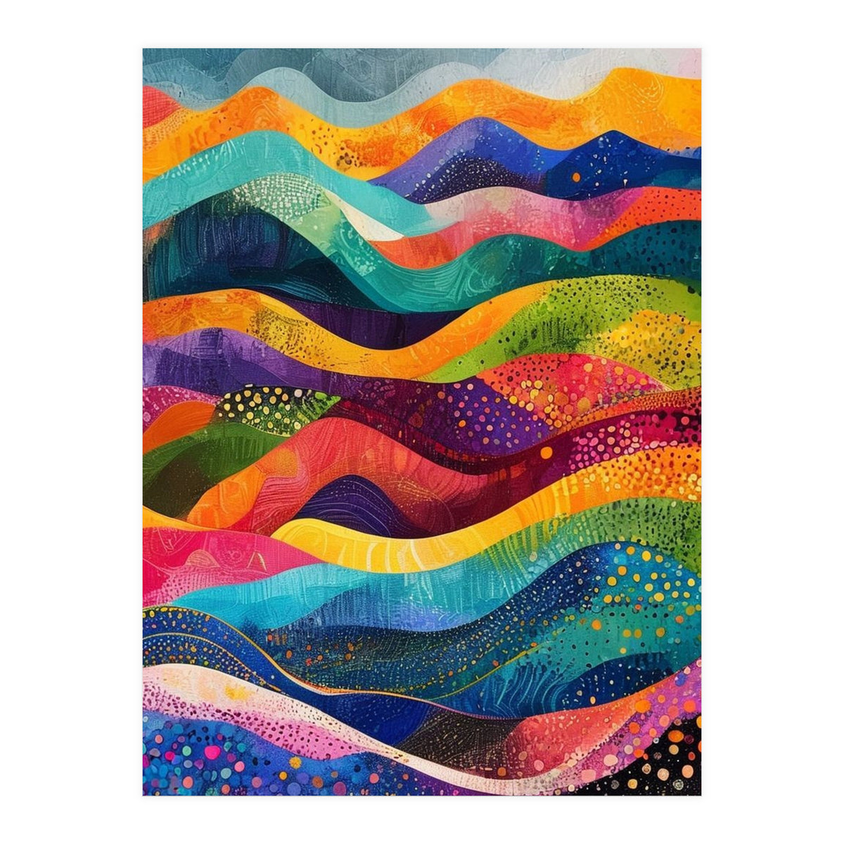 Abstract Rainbow Rolling Hills Landscape (Print Only)