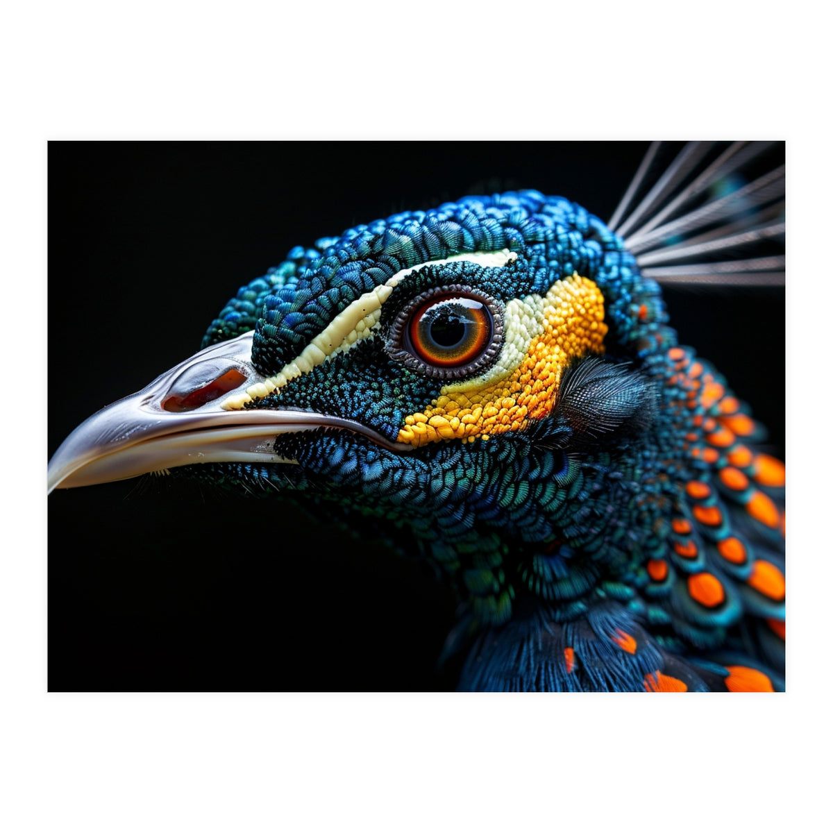 Close Up Of A Peacock Bird Head Eye (Print Only)