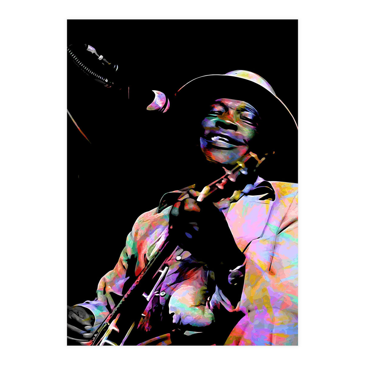 John Lee Hooker American Blues Guitarist Colorful Art (Print Only)