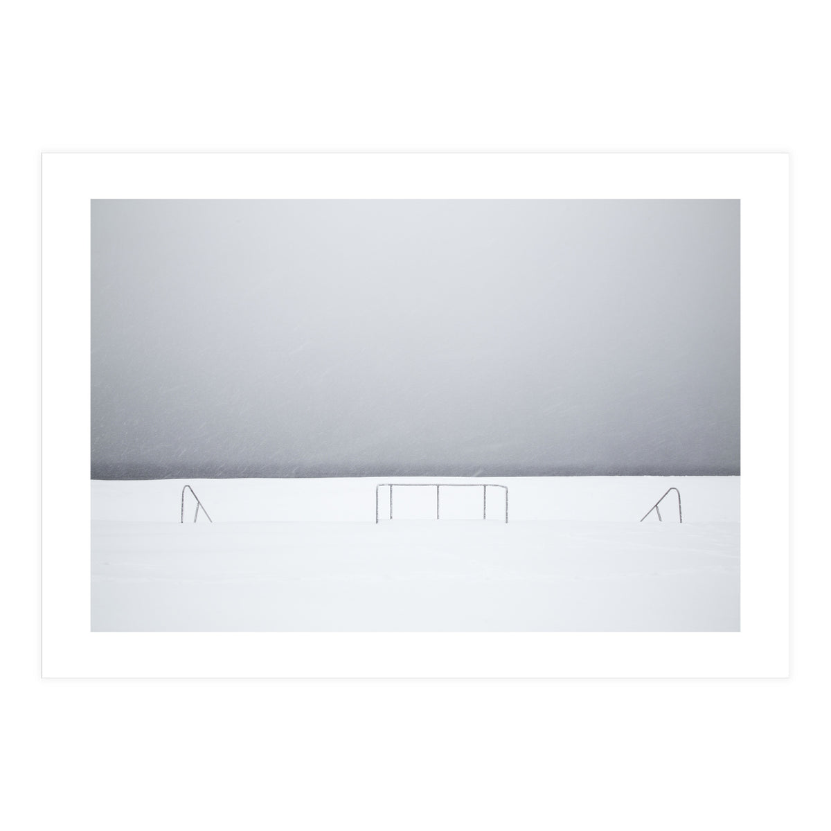 Stair railing covered by snow (Print Only)