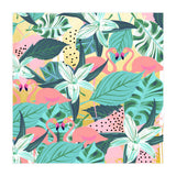 Flamingo Tropical, Colorful Modern Bohemian Eclectic Jungle Graphic Design, Blush Forest Gold Floral (Print Only) thumbnail