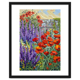 Vibrant Summer Poppy and Lavender Garden Oil Painting thumbnail