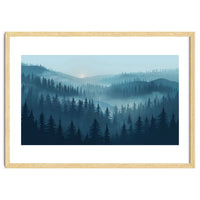 Misty Evergreen Forest: Moody Atmospheric Landscape