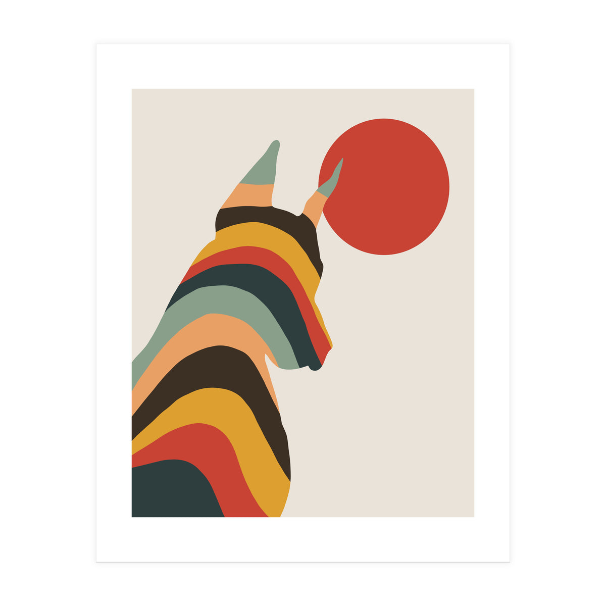 Dog Years, Rainbow Bohemian Animal, Pets Rise Dogs Retro, Eclectic Contemporary Solo (Print Only)