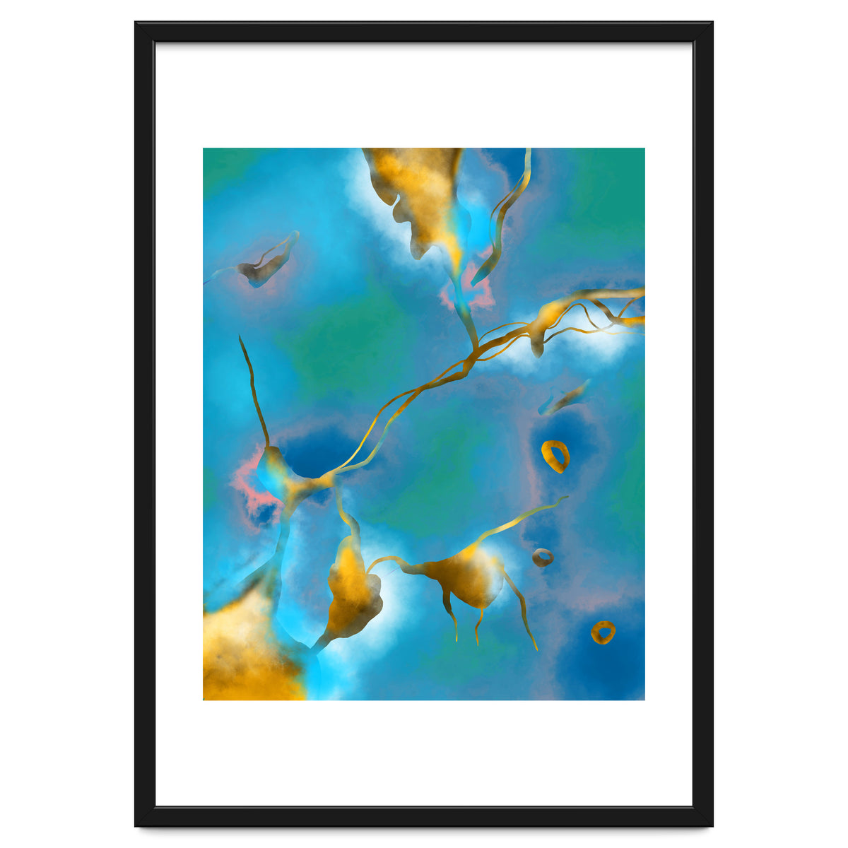 In My Veins, Abstract Marble Gold Texture, Eclectic Painting Resin Bohemian, Contemporary Luxe Chic Luxury