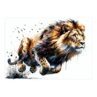 Dynamic Lion In Motion (Print Only)