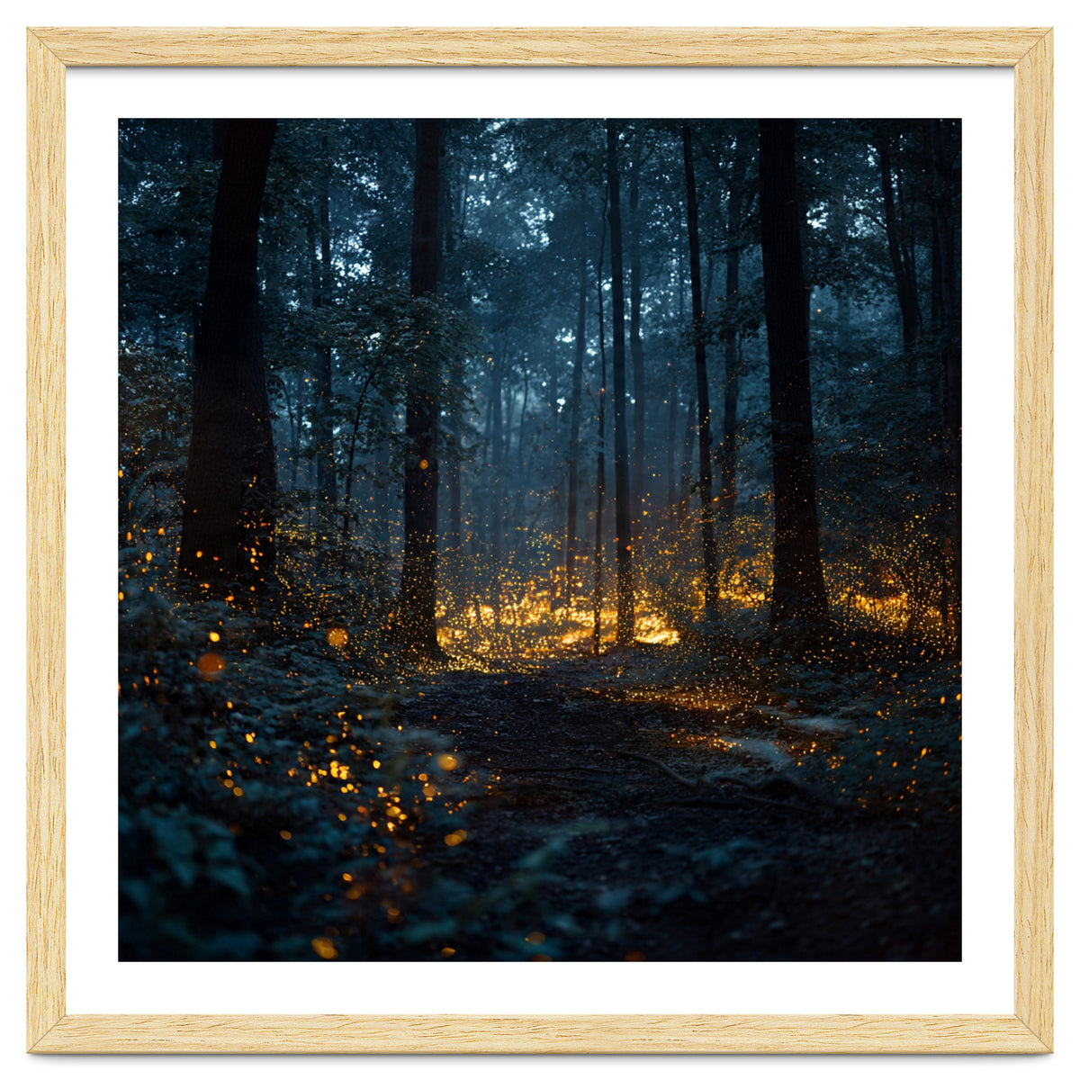 Enchanted Midnight Forest with Glowing Fireflies