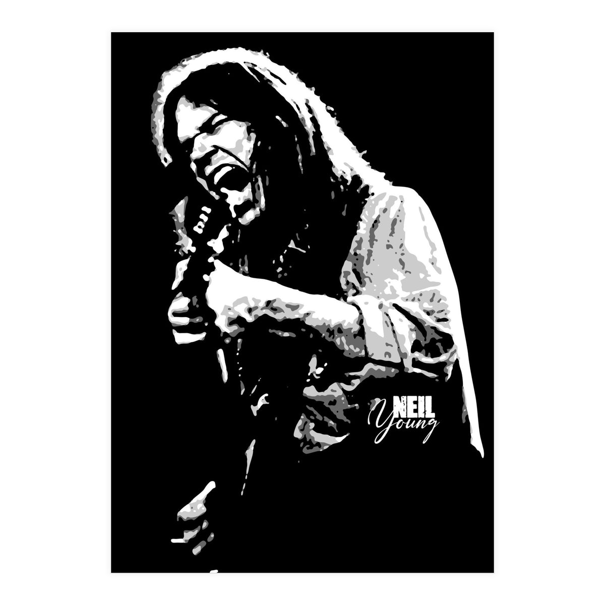 Neil Young Musician Legend in Grayscale 2 (Print Only)