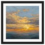 Atmospheric Golden Sunset Impasto Oil Painting Featuring Textured Clouds thumbnail