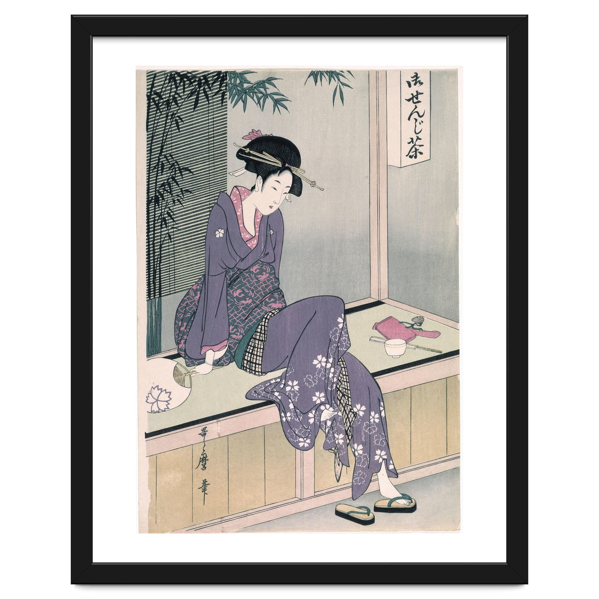 Kitagawa Utamaro (Copy) / 'Mujer sentada en una veranda', ca.  1798; 20th century, Japanese School.