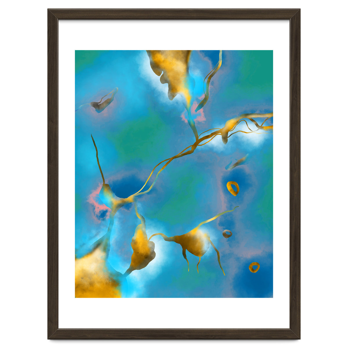 In My Veins, Abstract Marble Gold Texture, Eclectic Painting Resin Bohemian, Contemporary Luxe Chic Luxury