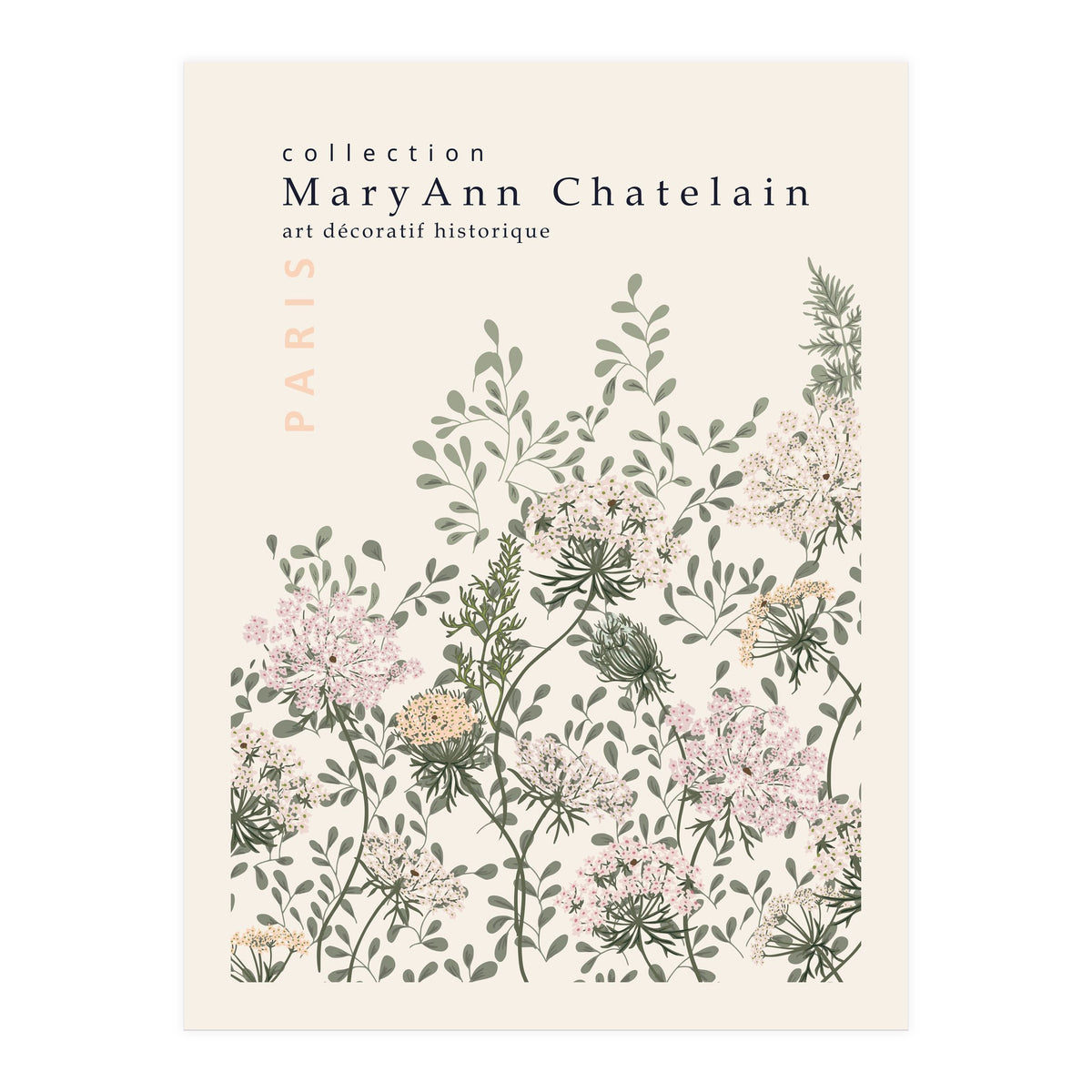 Historic decorative art Paris Queen Anne's lace (Print Only)