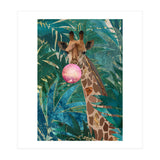 Giraffe blowing a bubble in the jungle (Print Only) thumbnail