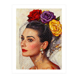 Audrey Hepburn, Impasto Floral Veil Portrait, Classic Hollywood Oil Painting, (Print Only) thumbnail