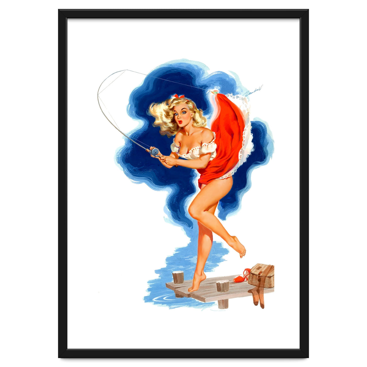 Pinup Sexy Girl And A Fishing Accident