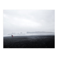 Family walking on the black sand beach - Iceland  (Print Only)