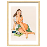 Sexy Pinup Woman Posing With Record Player thumbnail