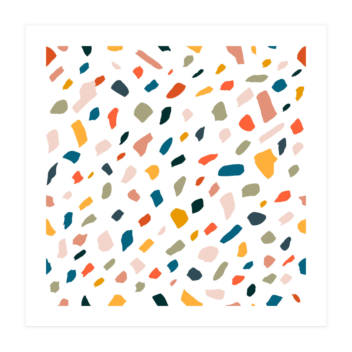 TerrazzoTerrazzo, Abstract Quirky Shapes Bohemian Modern Pattern Confetti Celebration Random Colorful Shapes (Print Only)