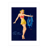 Pinup Girl Is Posing With A Steering Wheel (Print Only) thumbnail