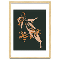 The Blooming Touch, Botanical Vintage Illustration, Dark Blush Bohemian Painting, Plants Nature Eclectic Classy Scandinavian