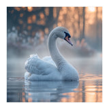 Serene White Swan Gliding On Misty Water (Print Only) thumbnail