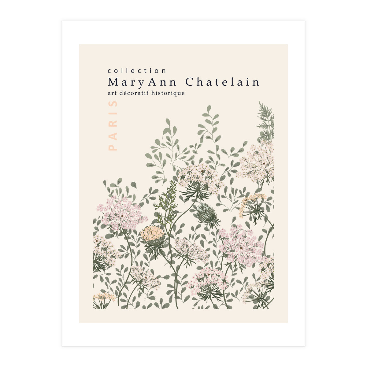 Historic decorative art Paris Queen Anne's lace (Print Only)