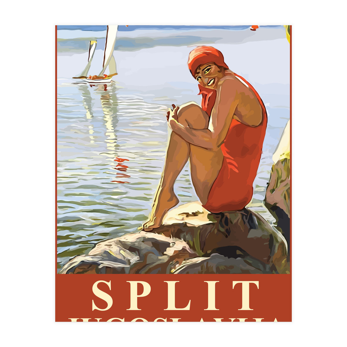 Split, Swimmer on a Rocky Coast (Print Only)
