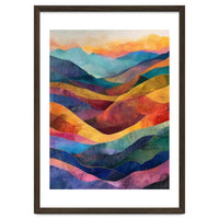 Jewel-Toned Abstract Mountain Landscape Wall Art