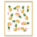 Pineapples & Pine Cones, Eclectic Tropical Nature Illustration, Quirky Fun Fruit Food Graphic Design thumbnail