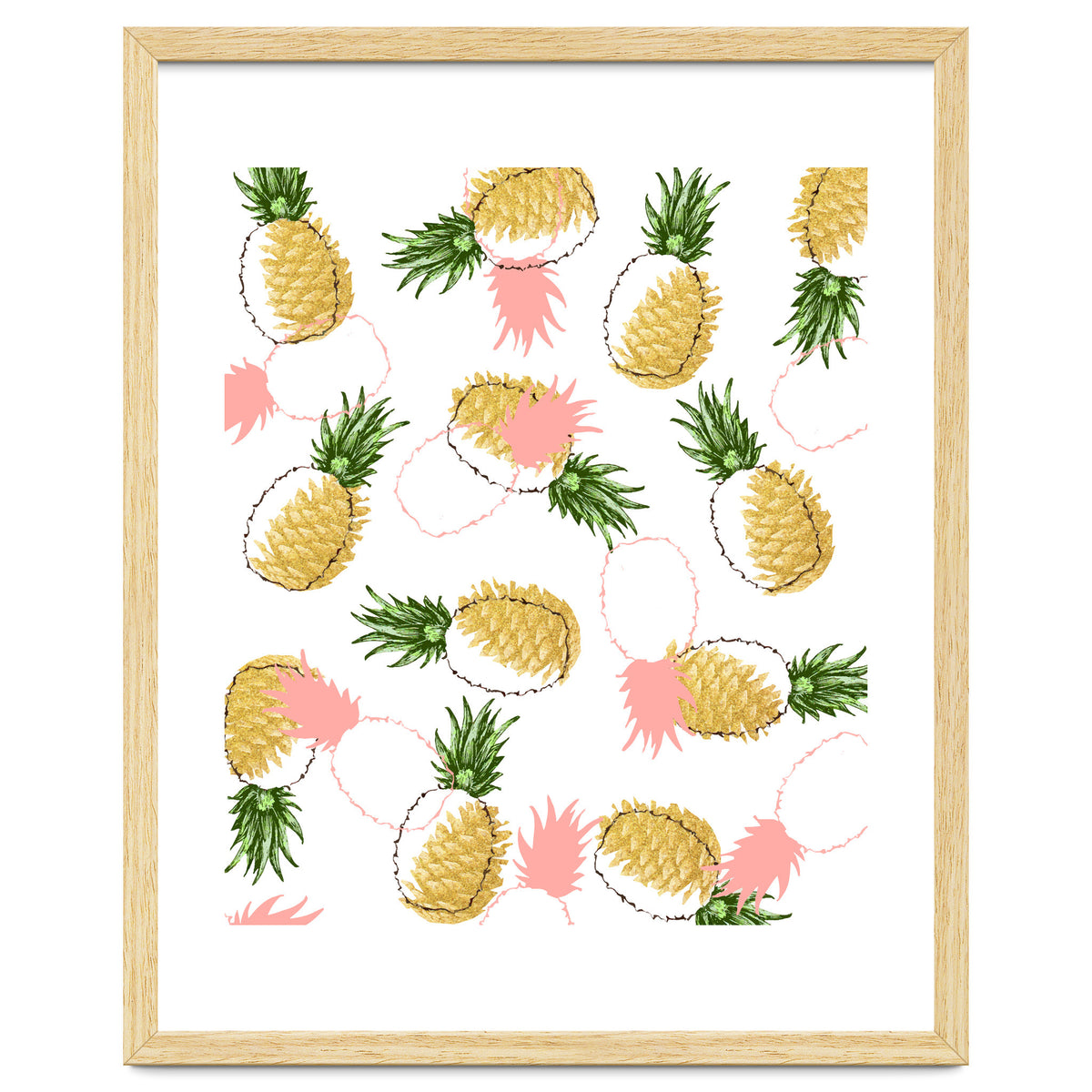 Pineapples & Pine Cones, Eclectic Tropical Nature Illustration, Quirky Fun Fruit Food Graphic Design