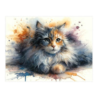 Whimsical Kitten Splash (Print Only)